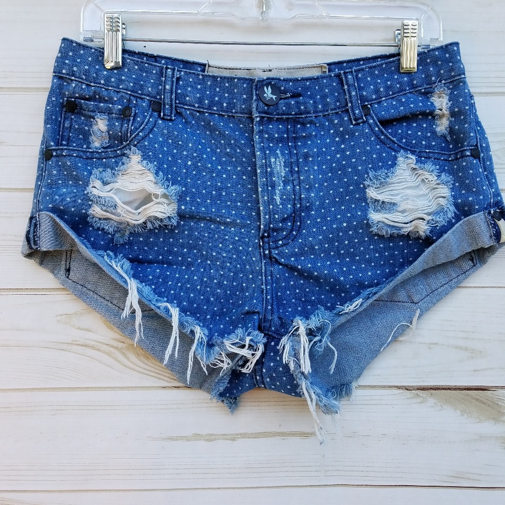 One Teaspoon 26 denim shorts polka dot fits 28